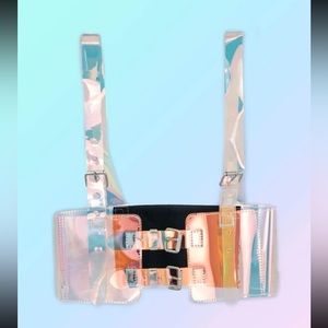 Hologrpahic rave harness top belt
